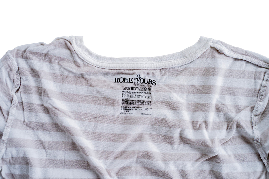 【ROLE YOURS】半袖Tシャツ / ホワイト&ブラウン / レディースXSサイズ相当