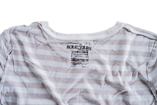 【ROLE YOURS】半袖Tシャツ / ホワイト&ブラウン / レディースXSサイズ相当