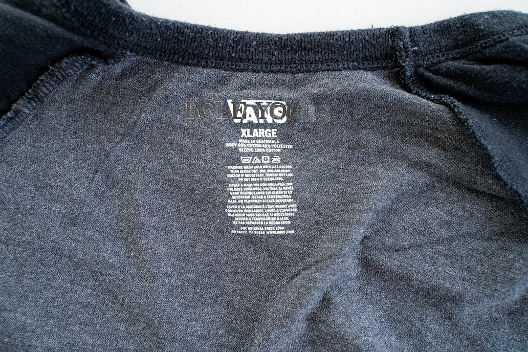 【ROLE YOURS】七分袖Tシャツ / グレー＆ブラック / メンズMサイズ相当